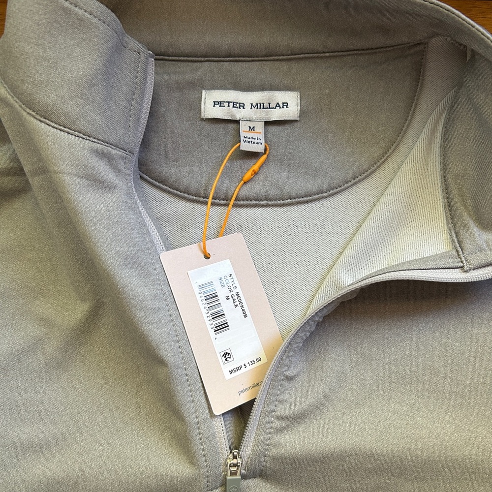 NWT Peter Millar Quarter Zip Men’s Perth Melange Performance Golf - gray medium